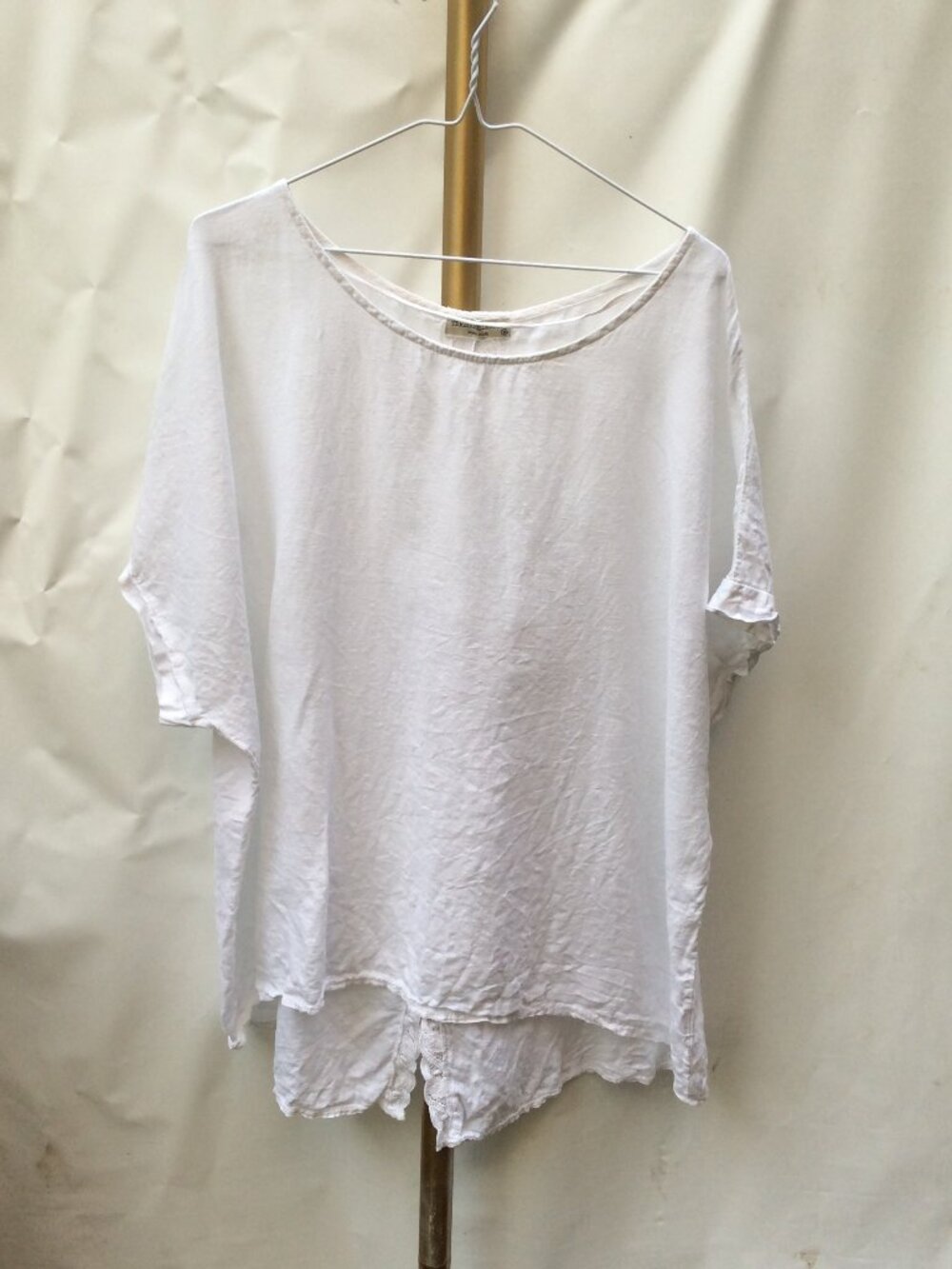 100% Linen Terzo Millennio Made in Italy Top White Size 3X